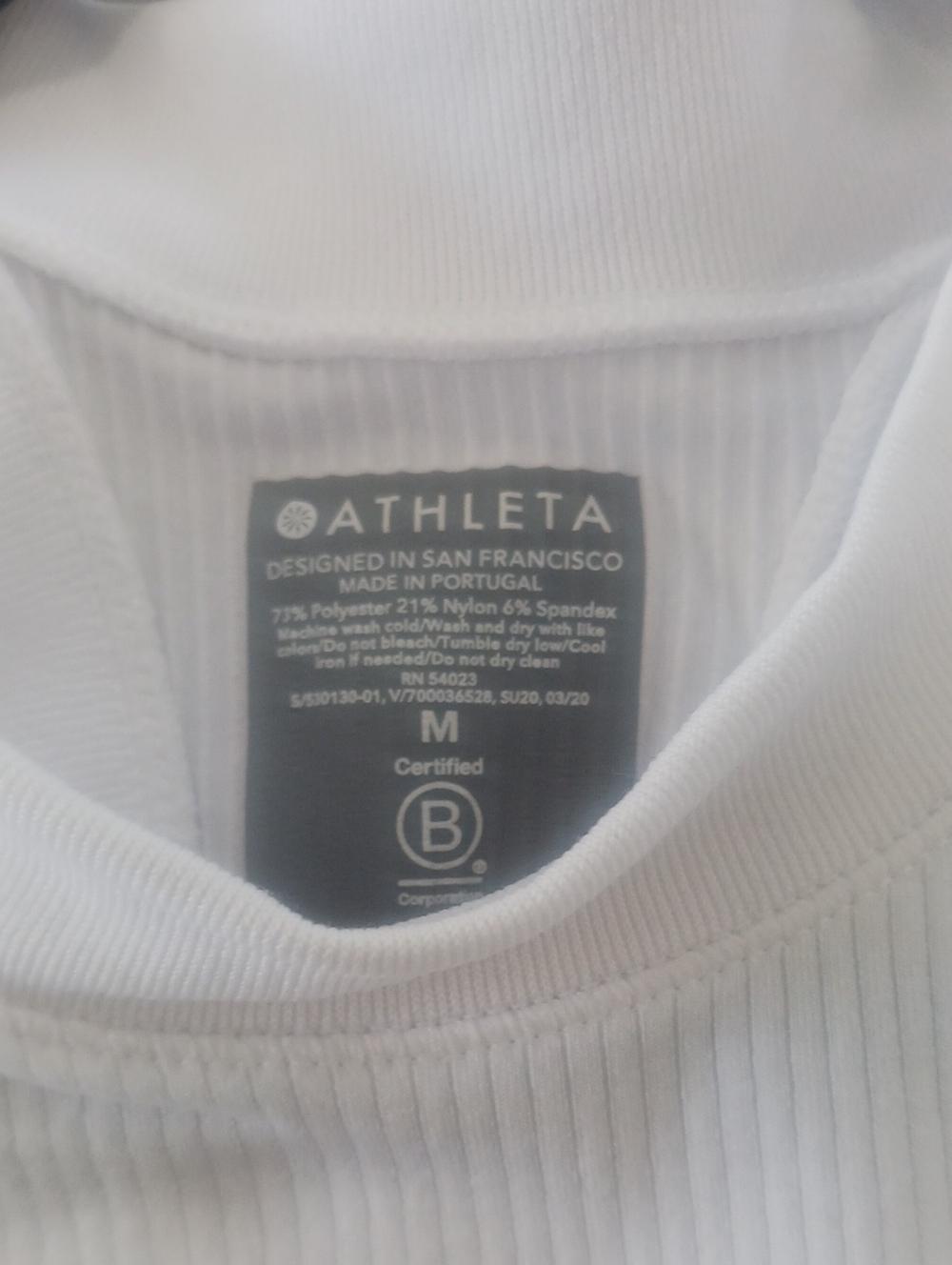 Athleta Women's White Ribbed Performance Tank